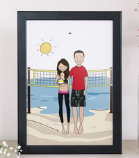 Ritratto di coppia personalizzato con sfondo minimal e unico che evidenzia le caratteristiche della coppia