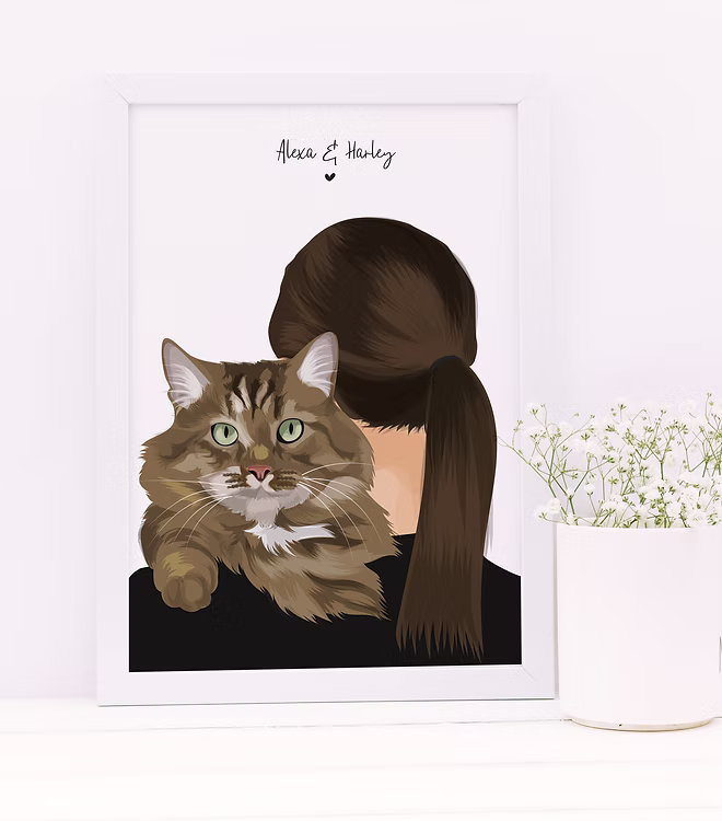 Ritratto Personalizzato Padrone e il suo Animale del Cuore