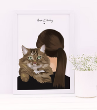 Ritratto Personalizzato Padrone e il suo Animale del Cuore