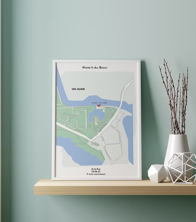 Mappa personalizzata del luogo del primo incontro celebrando un ricordo unico e speciale