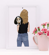 Ritratto Personalizzato Padrone e il suo Animale del Cuore