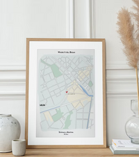 Mappa personalizzata del luogo del primo incontro romantico con design unico e dettagli precisi