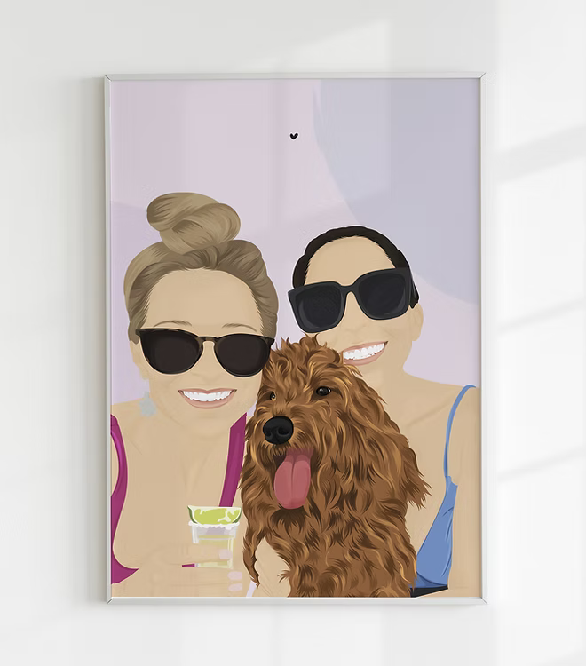 Ritratto personalizzato a mano di padrone e animale da foto, regalo perfetto per amanti degli animali