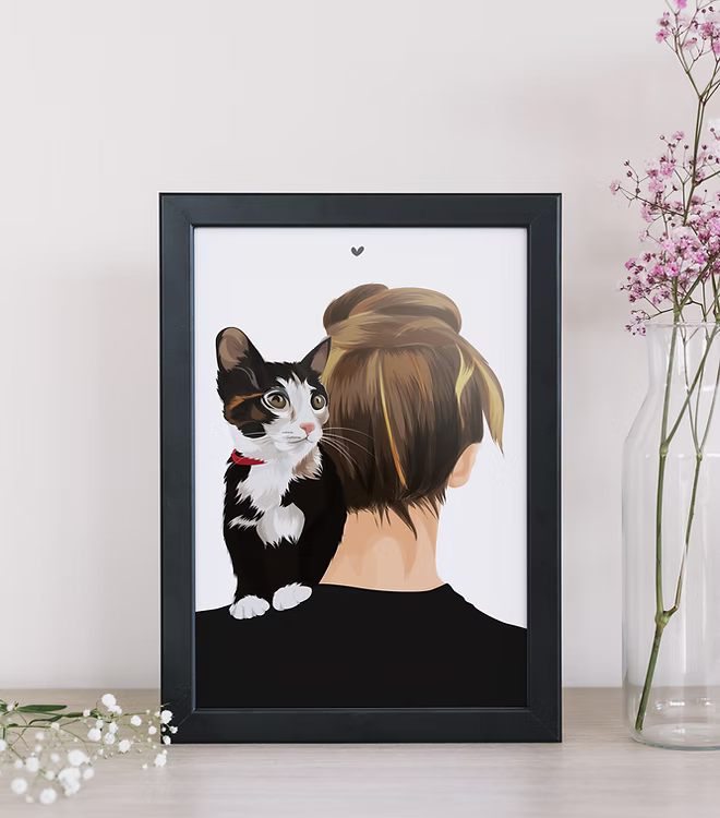 Ritratto Personalizzato Padrone e il suo Animale del Cuore