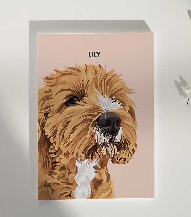 Ritratto personalizzato di animale domestico trasformato in disegno a mano su foto