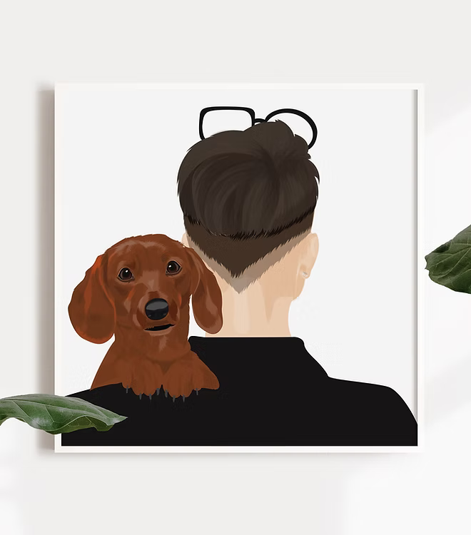 Ritratto Personalizzato Padrone e il suo Animale del Cuore