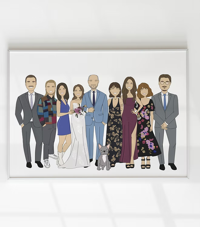 Ritratto di famiglia personalizzato minimalista come idea regalo unica e originale