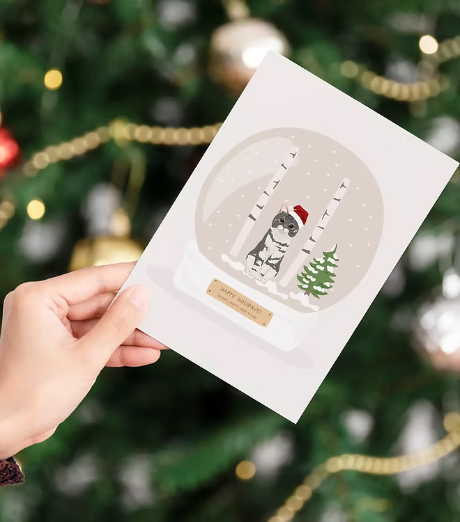 Biglietto di Natale personalizzato con Disegno del tuo animale domestico