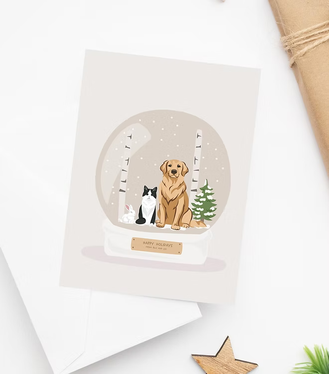 Biglietto di Natale personalizzato con Disegno del tuo animale domestico