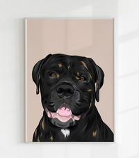 Black dog portrait art print in modern frame, CostanzaToniniDesign home decor