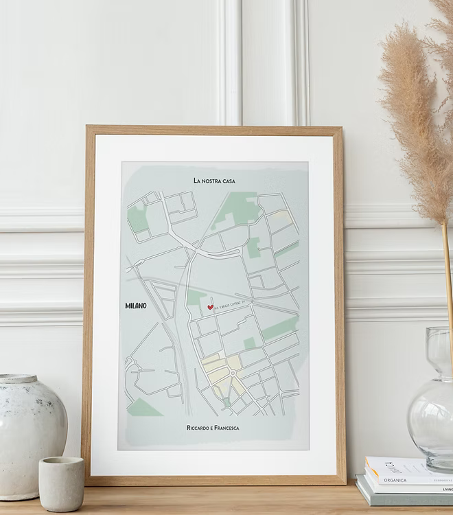 Mappa personalizzata del luogo del primo incontro con design unico e romantico