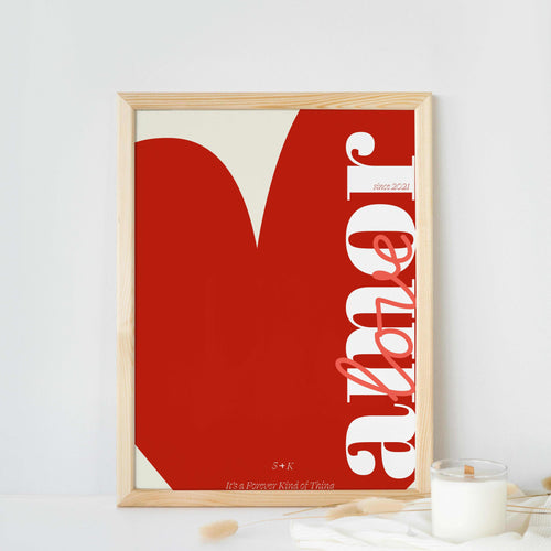 Stampa personalizzata amore con cuore moderno e romantico per San Valentino e anniversari
