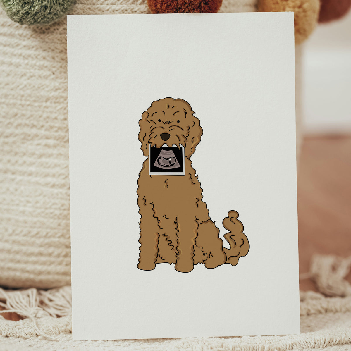 Cartolina personalizzata per annuncio gravidanza con disegno animale su cartoncino opaco premium