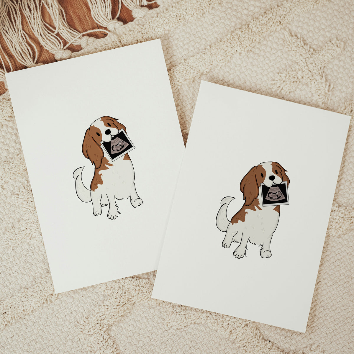Cartolina personalizzata per annuncio gravidanza con disegno animale su carta opaca premium