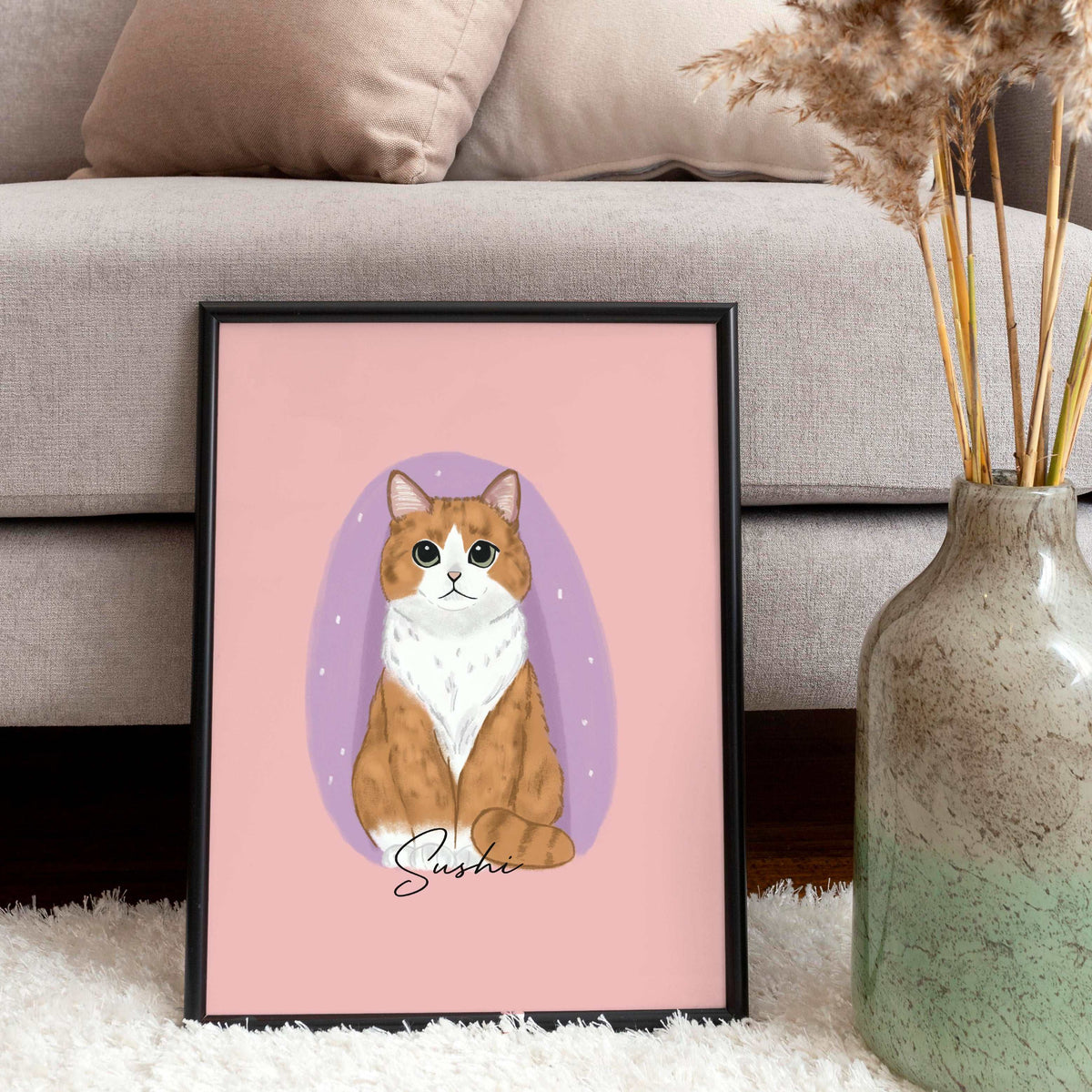 Ritratto personalizzato a mano di animale domestico da foto trasformata in disegno artistico