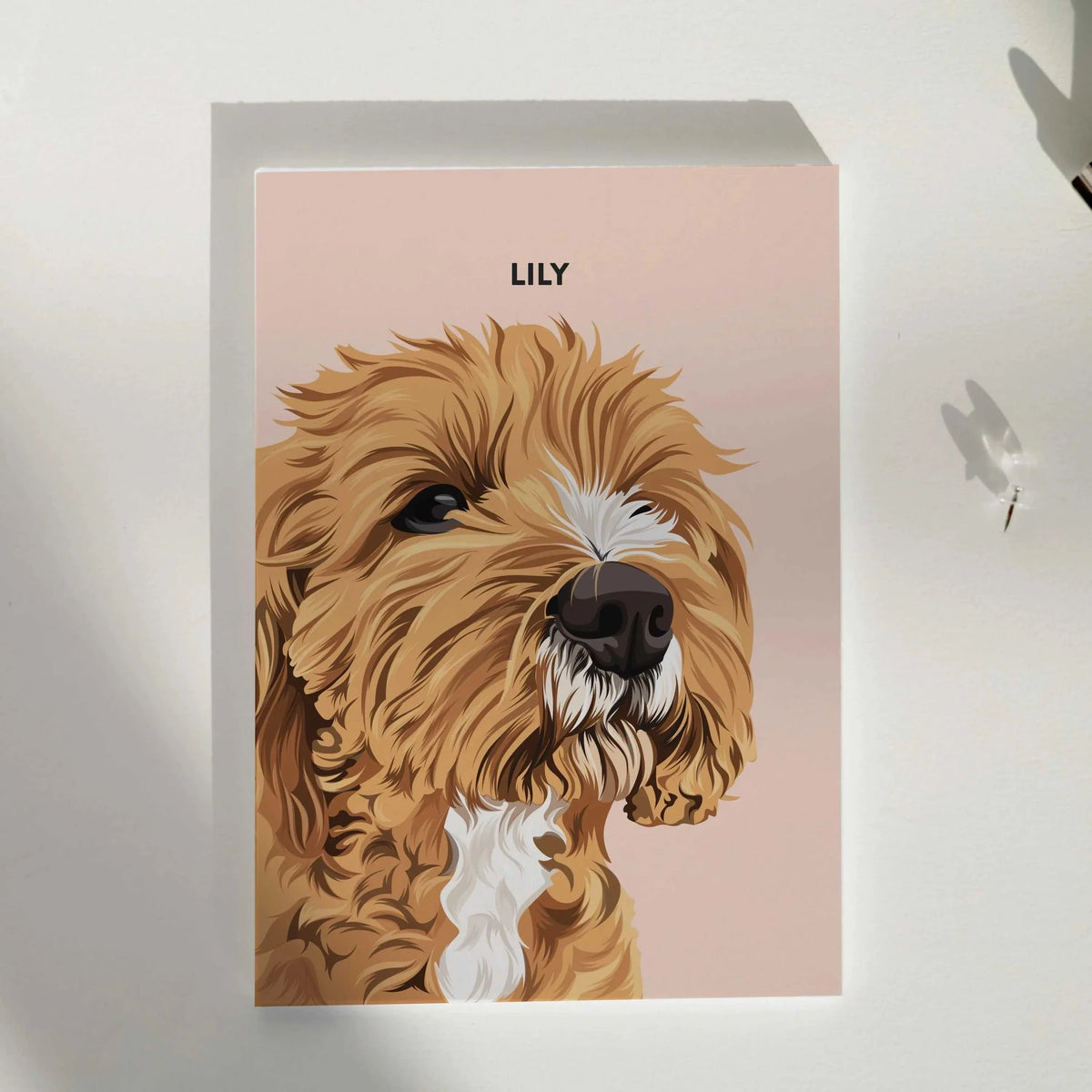 It's a personalized, hand-drawn pet portrait made from a photo, in a realistic and unique style. It's the perfect gift for a pet memorial, a recent pet loss or as a birthday gift for a friend who really loves his or her pet.