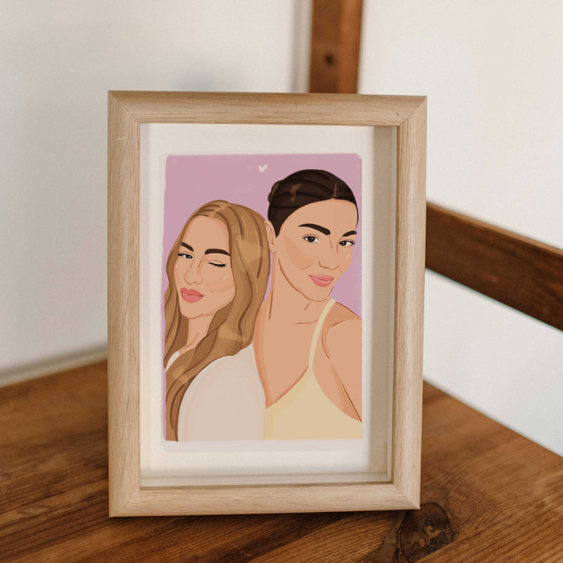 Illustrazione personalizzata regalo originale migliore amica ritratto mini fatto a mano