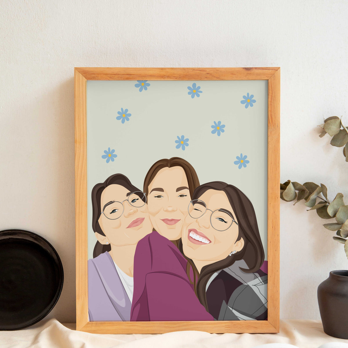 Ritratto personalizzato disegnato a mano per la migliore amica da una foto, regalo unico e originale