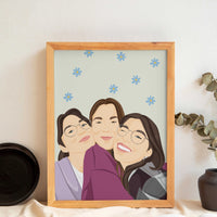 Ritratto personalizzato disegnato a mano per la migliore amica da una foto, regalo unico e originale