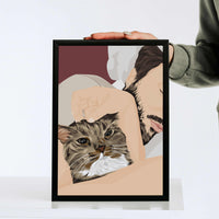 Ritratto personalizzato del padrone con il suo animale del cuore regalo unico per amanti degli animali